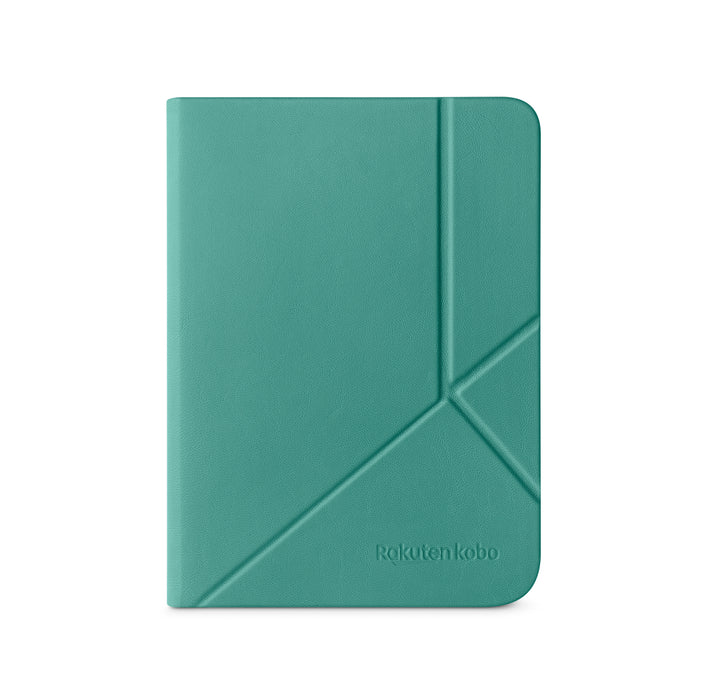 Vista frontal de la funda SleepCover color verde aguamarina para Kobo Clara 2E.